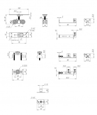 Базовый комплект для синхронного открывания дверей Comfort - PRO SET 4 /synchron/ 80 (CFA171A)